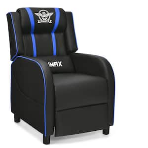 Blue PU Leather Gaming Recliner Chair Single Massage Lounge Sofa with Lumbar Cushion