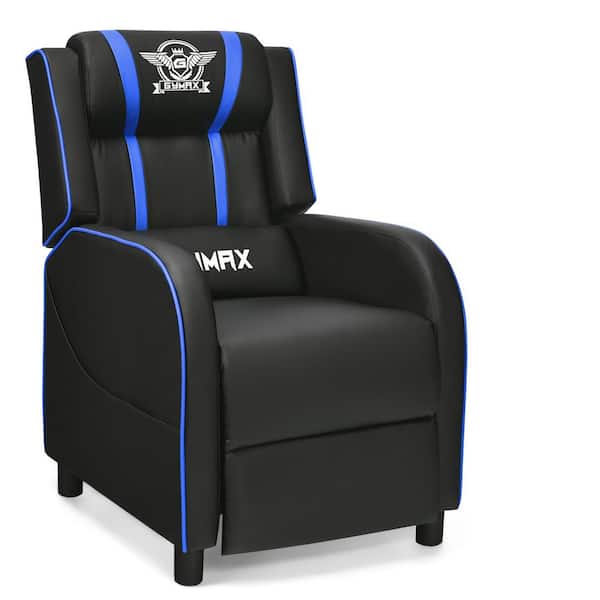 HONEY JOY Blue PU Leather Gaming Recliner Chair Single Massage