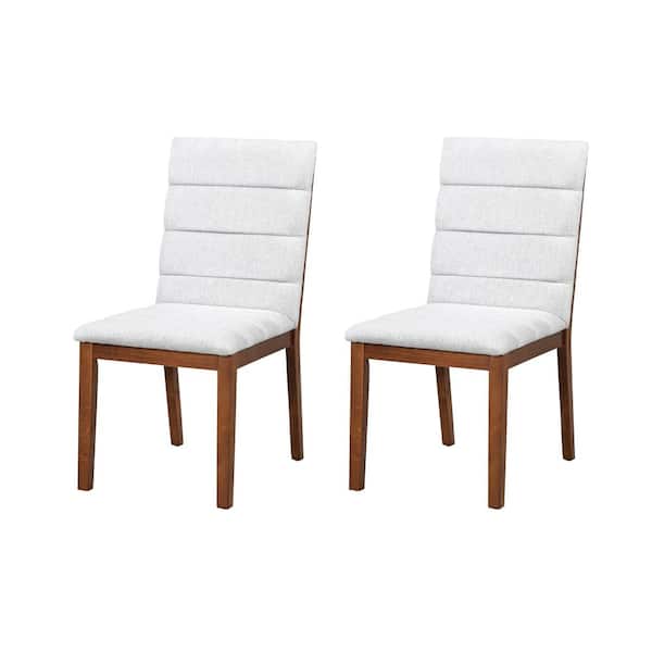 CSC DECOR INC Beige Fabric Dining Chairs Set of 2 High Back Tufted Upholstery Kitchen Chair for Dining Room Living Room Restaurant
