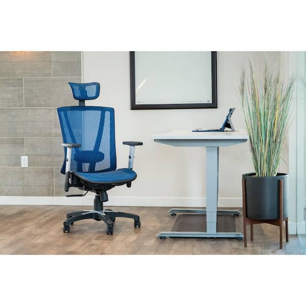 Ergomax Office 53 in. Tall Blue Ergonomic Adjustable Office Chair, Back Relief with Adjustable Headrest and Armrests
