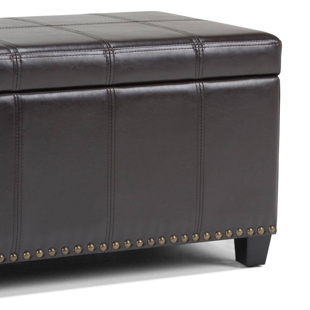 Tanner's Brown Faux Leather Rectangular Storage Bench Ottoman
