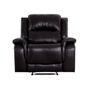 41.33 in. D Rolled Arm Espresso Faux Leather Square Push Back Manual Recliner Sofa Chair for Living Room