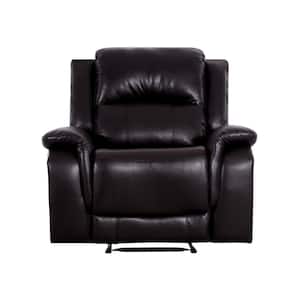 41.33 in. D Rolled Arm Faux Leather Square Push Back Kids Recliner Sofa Chair in. Espresso