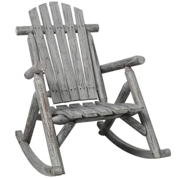 Series Frame Light Grey Wood Outdoor Rocking Chair