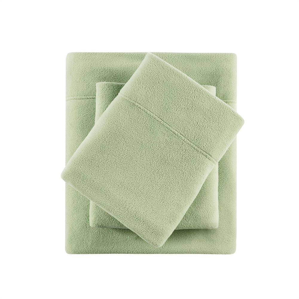 Green Plaid Twin Polyester Micro Fleece Sheet Set