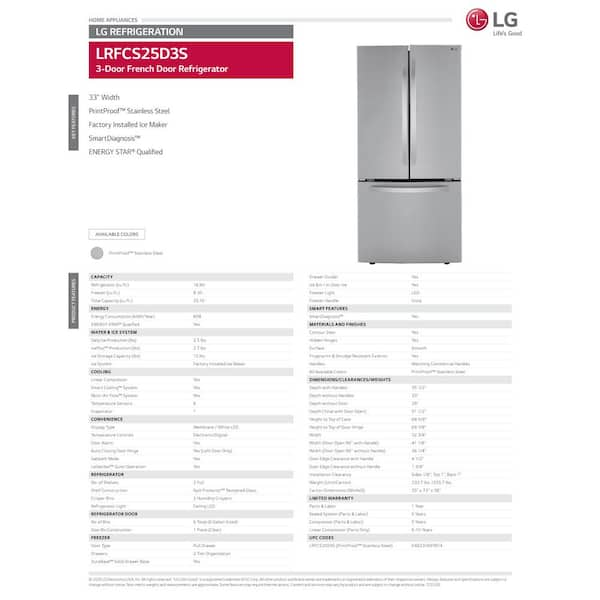 lg 33 inch door in door refrigerator