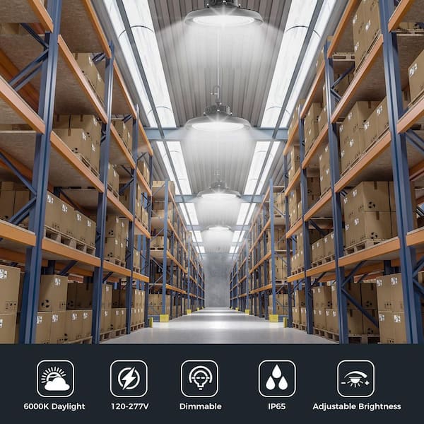 AIKVSXER 43200 Lumen Black LED UFO High Bay Light for Warehouse