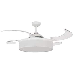 Fraser 48 in. White and Transparent AC Ceiling Fan with Light