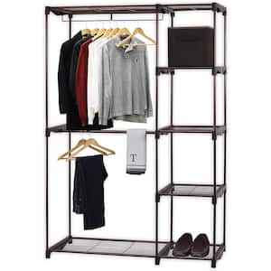 Bronze Metal Garment Clothes Rack with Shelves 45.5 in. W x 68 in. H