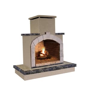 78 in. Tile and Stucco Propane Gas Outdoor Fireplace