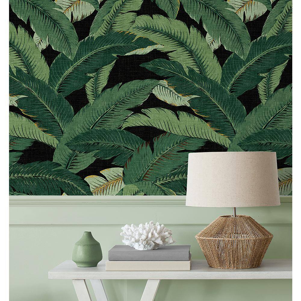 Swaying Palms Coal Tropical Leaf Peel & Stick Wallpaper