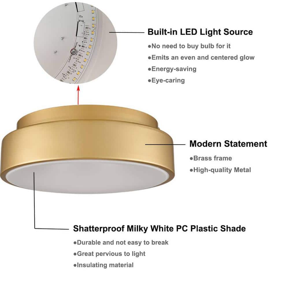 Modern Gold and White Round LED Flush Mount Ceiling Light