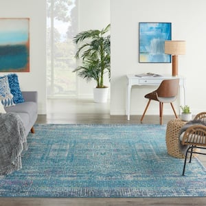 Passion Blue 8 ft. x 10 ft. Distressed Transitional Area Rug