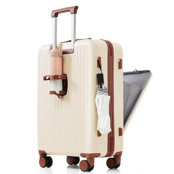LIVACA 3-Piece Ivory ABS Plastic Hardside Spinner Luggage Set with