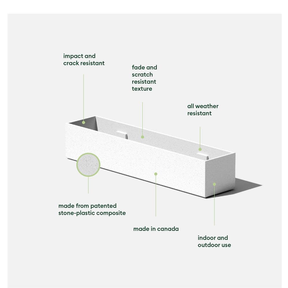 White Plastic-Stone Composite Short Planter Box