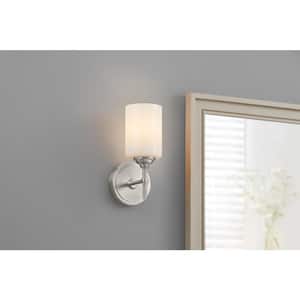 Ayelen 1-Light Brushed Nickel Opal White Glass Indoor Wall Sconce, Modern Wall Light