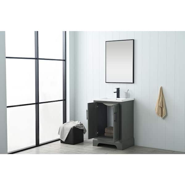 Vanity Art Vannes 24 in. W x 18 in. D x 34.5 in. H Single Sink Bathroom Vanity in Vintage Green with Ceramic Top