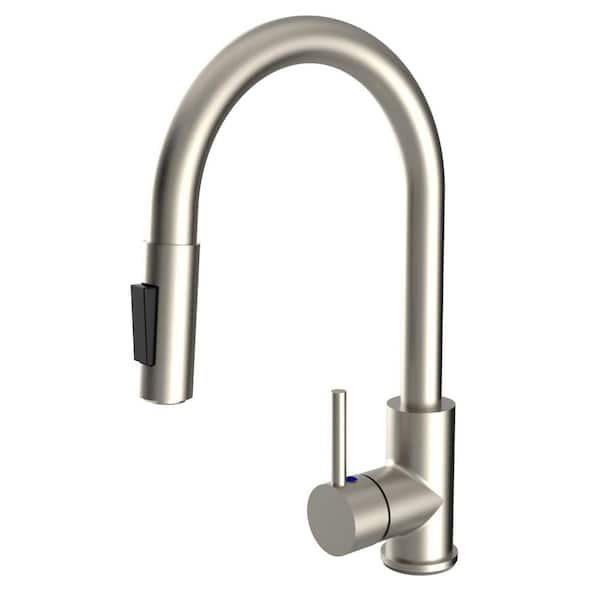 360° Spout Swivel 15.67 in. Stainless Steel Single-Handle Pull Down Sprayer Kitchen Faucet in Brushed Nickel