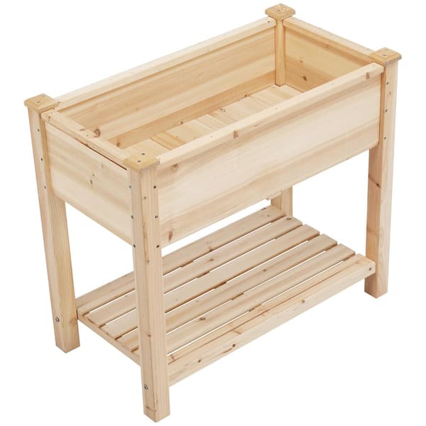 Yaheetech 34 in. L x 18 in. W x 30 in. H 2 Tiers Wooden Raised Garden Bed for Vegetables & Herbs