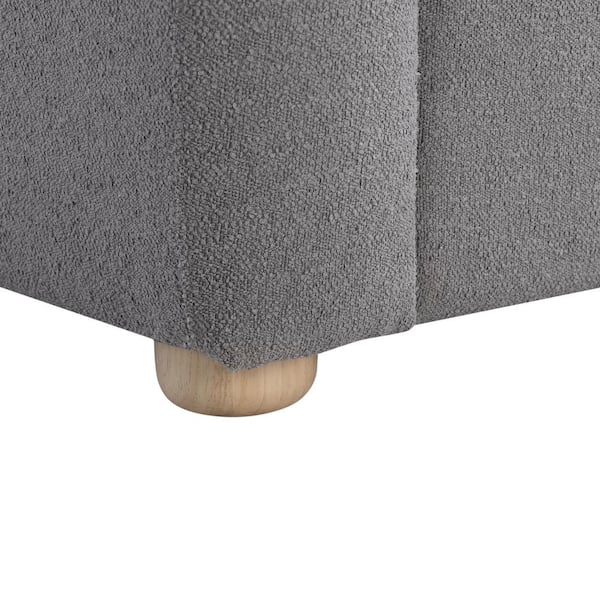 Gleason 76 in. Round Arm Polyester Rectangle Sofa in Grey