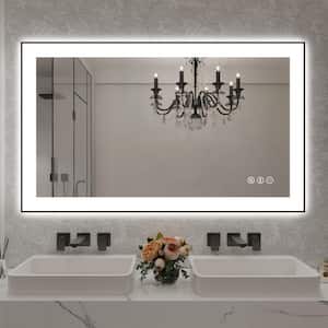 40 in. W x 24 in. H Rectangular Aluminum Framed Backlit and Front light LED wall mounted Bathroom Vanity Mirror in Black
