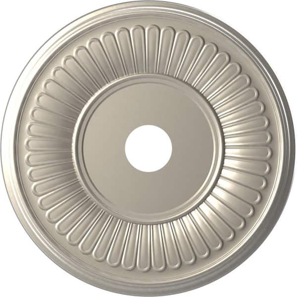 Ekena Millwork 1 in. x 22 in. O.D. x 3-1/2 in. P PVC Ceiling Medallion Fits Canopies Upto 10-1/8 in. Bright Coat Aluminum