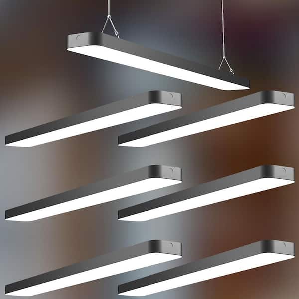 6-Pack 4 ft. 7000 Lumens Integrated LED Black Wraparound Light Garage Shop Light 120V 5000K Bright White