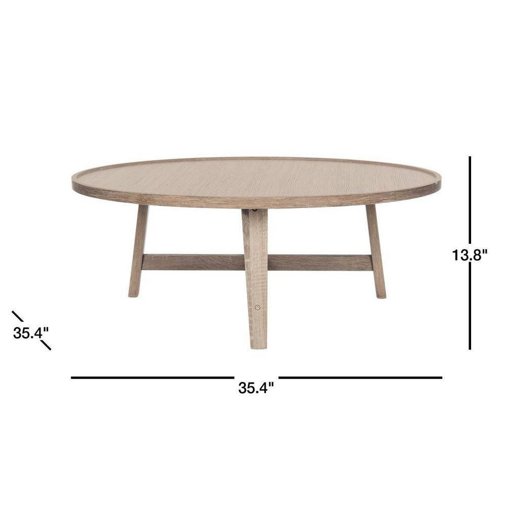 Transitional Light Oak Round Wood Coffee Table - 35"