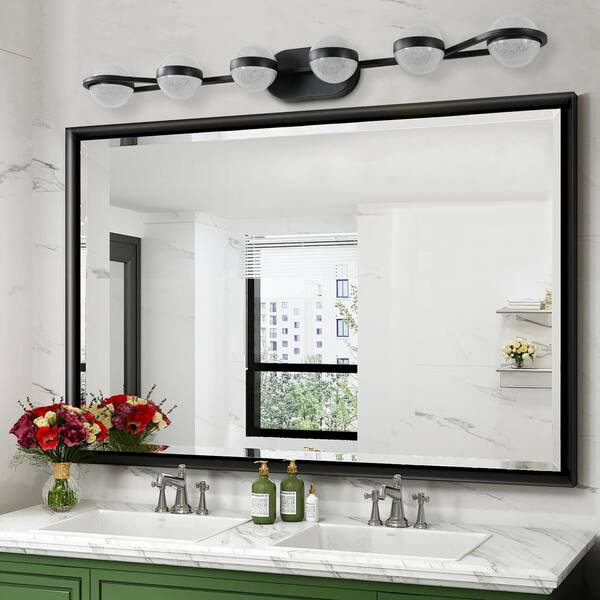HKMGT 6-Light Black LED Vanity Light Over Mirror Bath