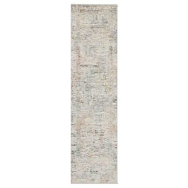 Gloria Ivory 1 ft. 11 in. x 7 ft. 6 in. Abstract Indoor Runner Rug