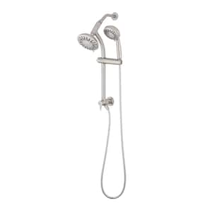 6-Spray Wall Bar Rain Can Showerhead with Hand Shower in Brushed Nickel