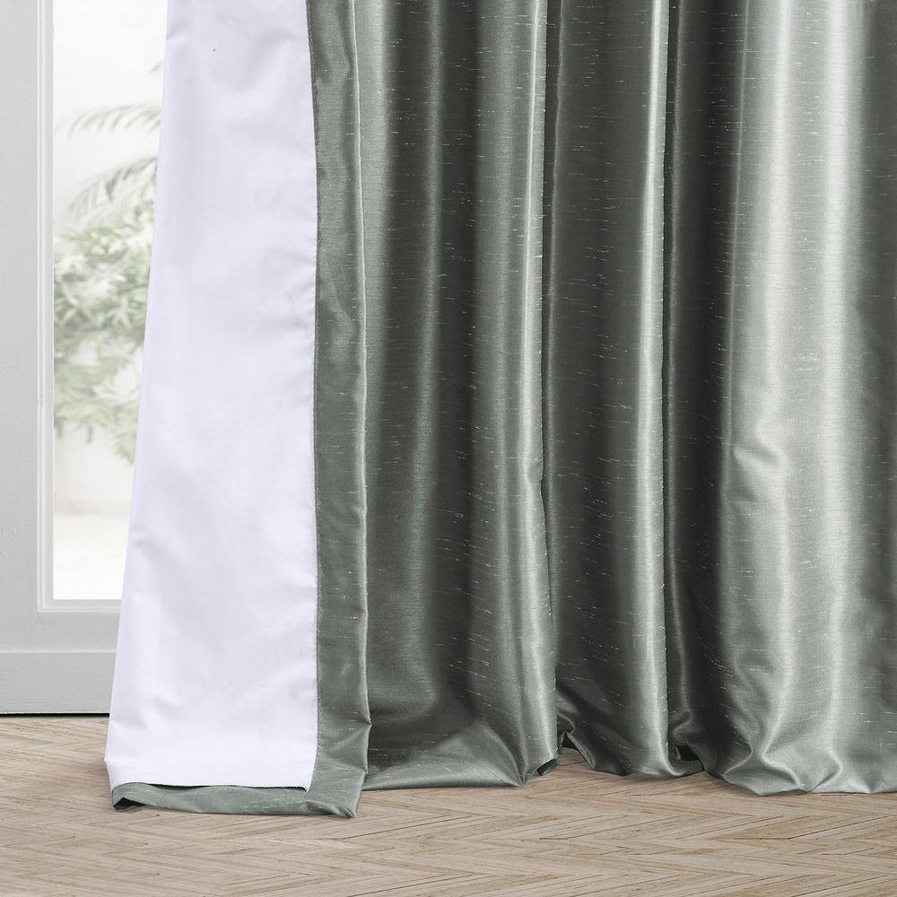 Silver Faux Silk Blackout Pleated Puddle Length Drapes