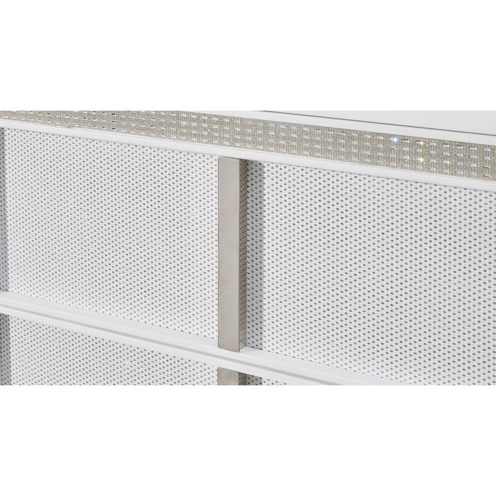 White 2-Drawer Nightstand with LED Lighting and USB Ports