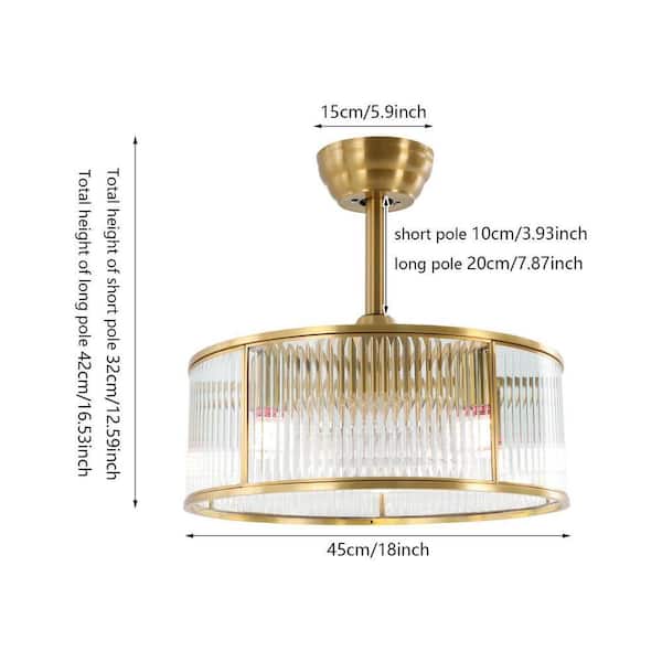 OUKANING 18 in. Indoor Gold Modern 5-Light 6 Speeds Caged Ceiling
