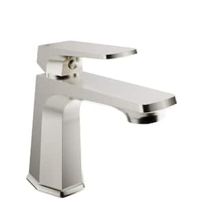 Single-Handle Single-Hole Bathroom Faucet with Pop-Up Drain in Brushed Nickel