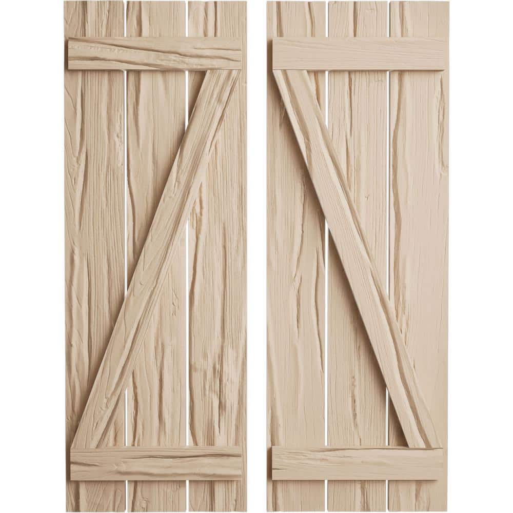 17.5 in. x 72 in. Timberthane Polyurethane 3-Board Spaced Board-n-Batten Riverwood Faux Wood Shutters w/Z-Board Pair price history on PriceWatchPro