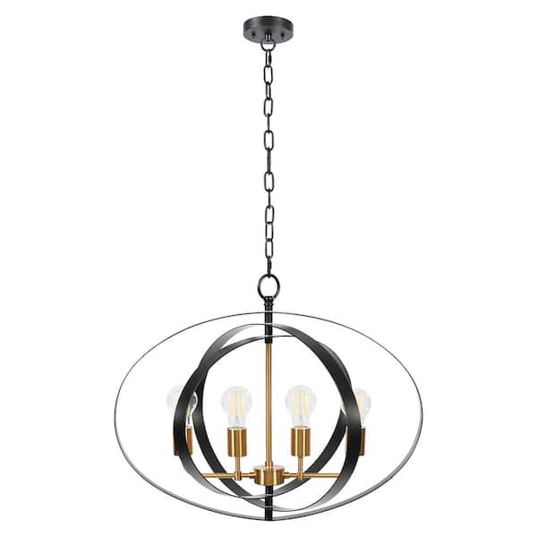 TRIBESIGNS WAY TO ORIGIN Bailey Modern Industrial 4-Light Black Orb Chandelier