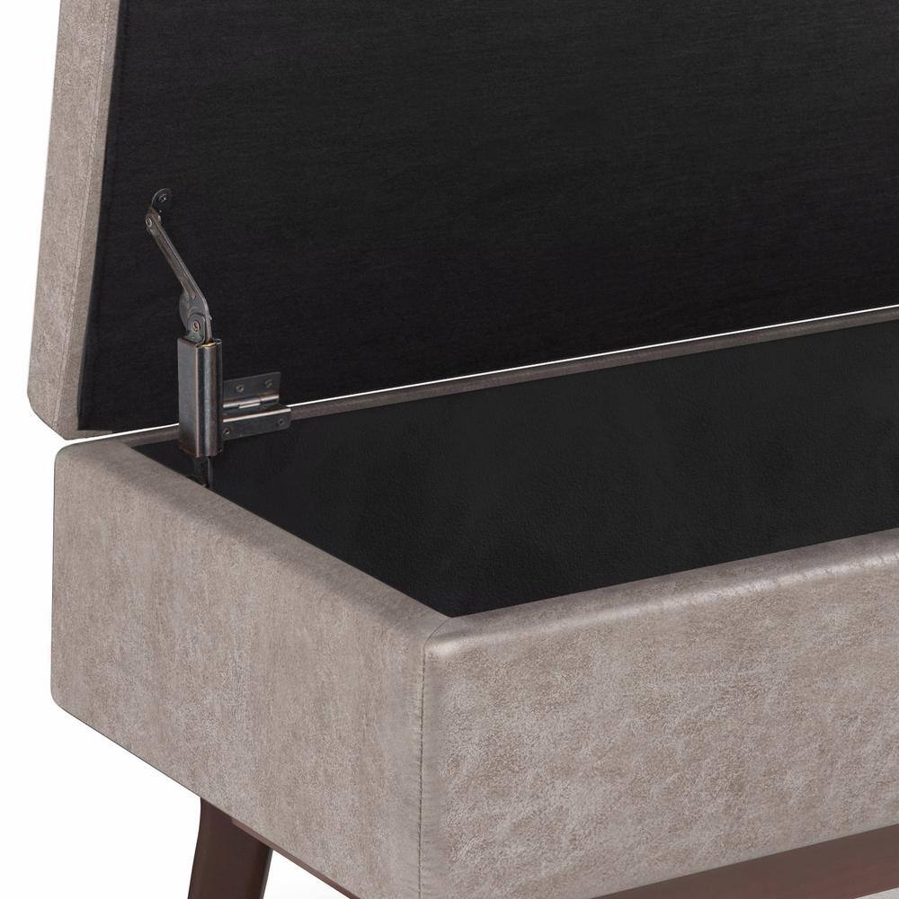 Owen 36" Gray Taupe Faux Leather Storage Ottoman