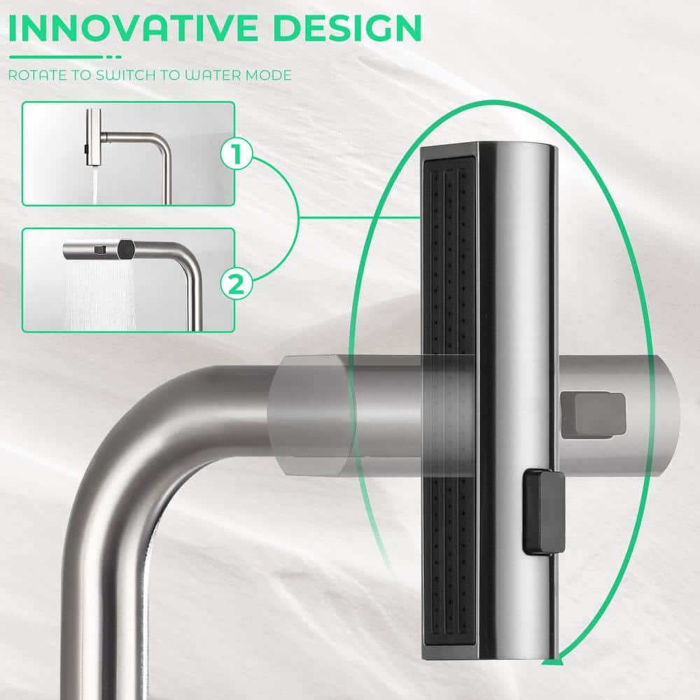 Brushed Nickel High-Arc Kitchen Faucet with Pull-Out Spray