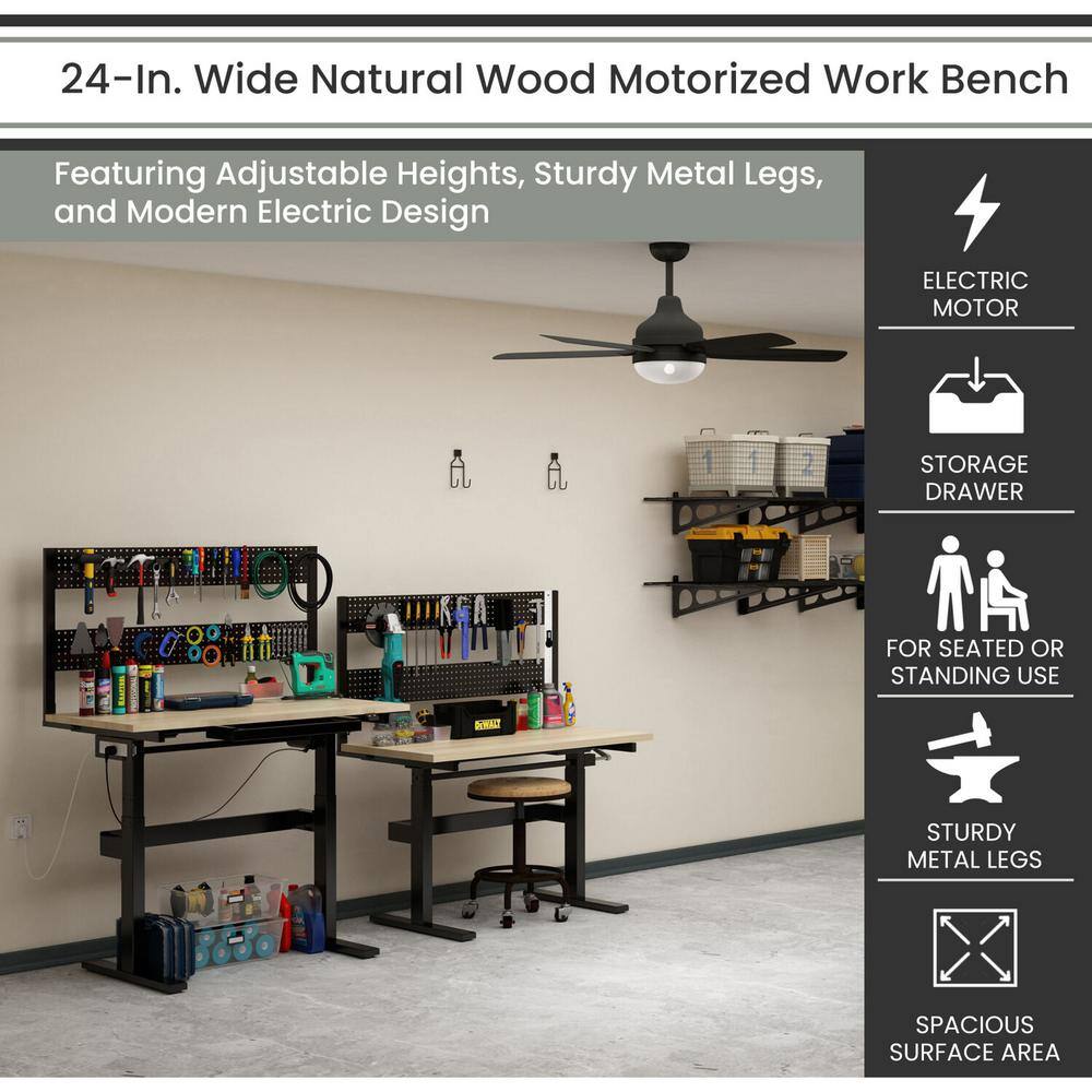 Modern 47" Black Adjustable Height Work Desk with Metal Frame