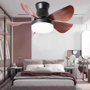 28 in LED Indoor Black Flush Mount Ceiling Fan with Remote, Adjustable Color Temperature, Reversible Motor