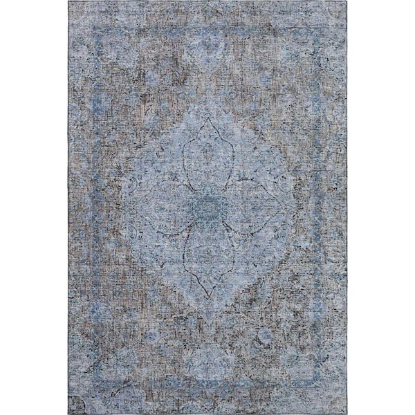 Mayfield Premium Machine Washable Abstract AMF2136 Gray 9 ft. x 12 ft. Area Rug