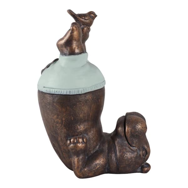 Liv & Skye 17 in. Bronze Resin Feet In The Air Hippo Garden Statue