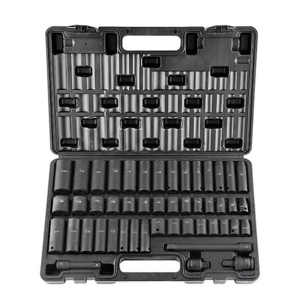 3/8 in. Drive Impact Socket Set, 48-Piece Socket Set SAE 5/16 in. - 3/4 in. and Metric 8-22 mm, 6-Point Cr-V Alloy Steel