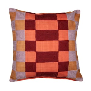 Stacy Garcia Red/Purple Checkered Hand-Woven 20 in. x 20 in. Indoor  Throw Pillow