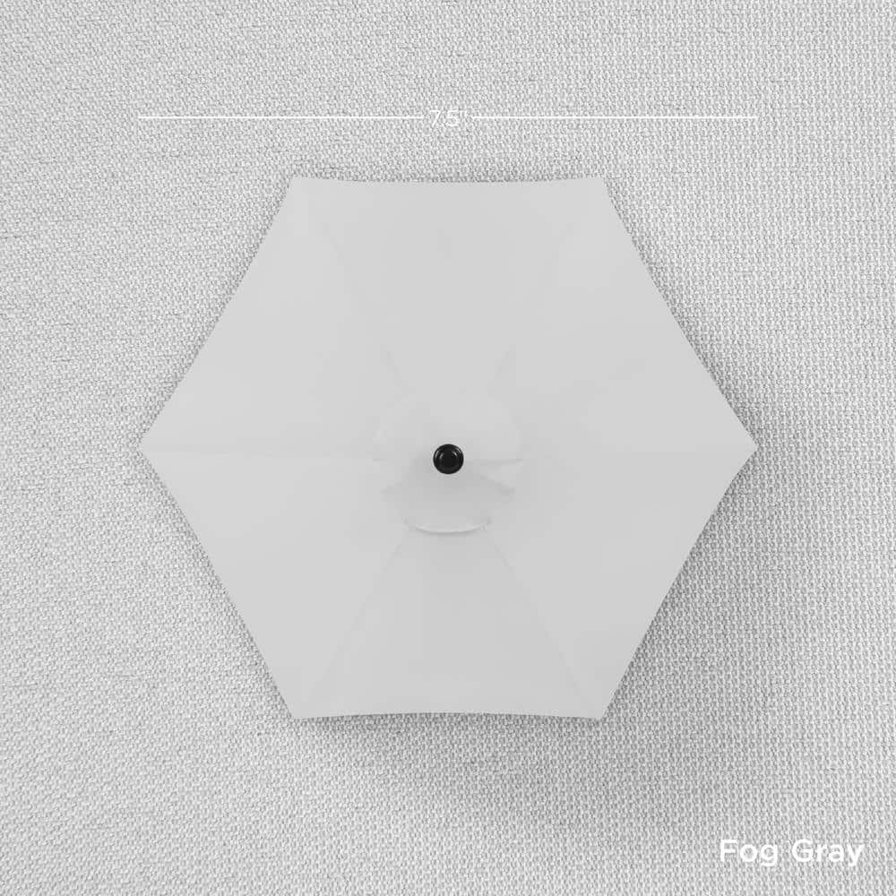 Fog Gray 7.5ft Heavy-Duty Outdoor Market Patio Umbrella with Steel Pole
