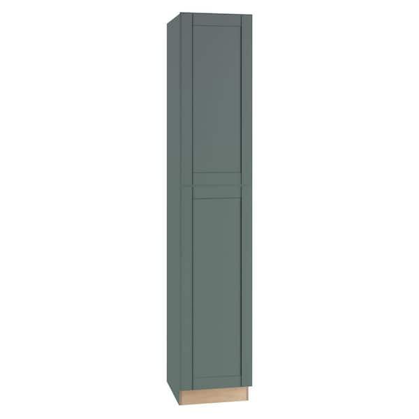 Home Decorators Collection Washington 18 in. W x 24 in. D x 90 in. H Assembled Plywood Pantry Kitchen Cabinet in Verdant Green with Soft Close RH