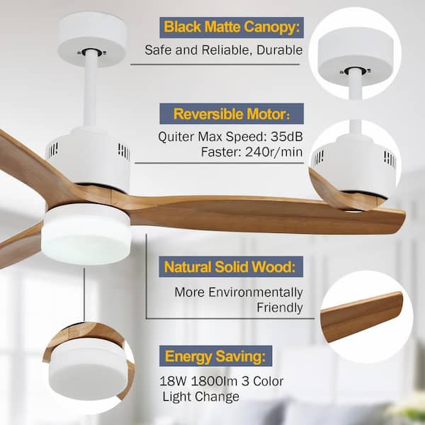 Oaks Aura Novella 52in. LED Indoor Solid Wood Scandi