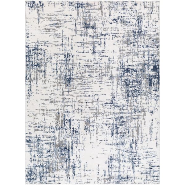 Livabliss Osaka Blue/White Abstract 7 ft. x 9 ft. Indoor Area Rug