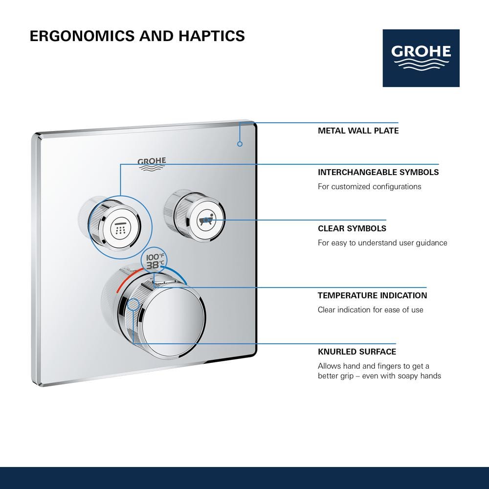 Modern Chrome Wall-Mounted Shower Trim with Push-Button Diverter
